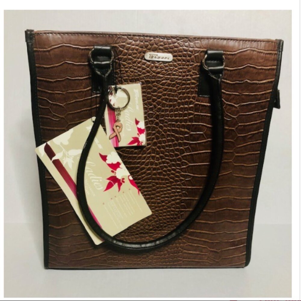 Targus Women’s Brown Laptop Handbag Tote Faux Alligator Embossed - Picture 2 of 5
